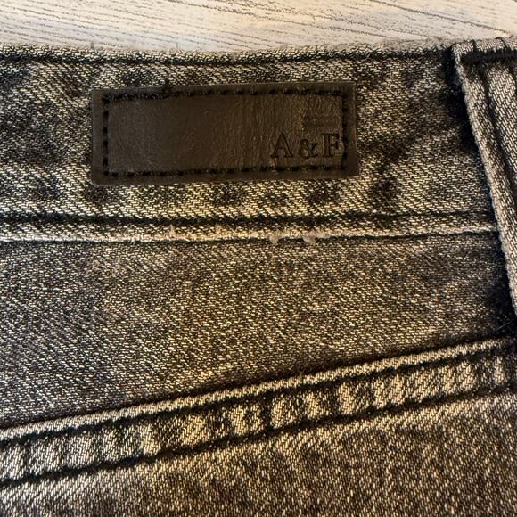 VTG Abercrombie Fitch Y2K size 27 black denim jean embroidered mini micro skirt - Picture 9 of 10